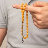 Gümüş Kazaz Püsküllü Sıkma Kehribar Tesbih - 2