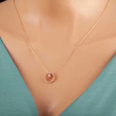 925 Ayar Gümüş Rose İç İçe Geçmiş Halka Kadın Kolye thumbnail 4