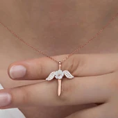 Gümüş Manolya Çiçeği Melek Kadın Kolye thumbnail 5