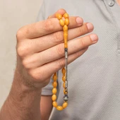 Gümüş Kazaz Püsküllü Sıkma Kehribar Tesbih - 1