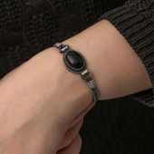 Gümüş Oniks Taşlı Kazaziye Bileklik thumbnail 4