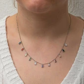 Gümüş Renkli Taşlı Şans Kadın Kolye thumbnail 4