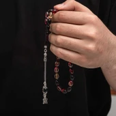 Gümüş Püskül Sıkma Kehribar Tesbih thumbnail 3