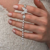 Gümüş Zirkon Taşlı Kelebek Kadın Bileklik - 1