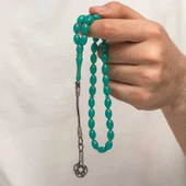 Gümüş Kazaz Püsküllü Sıkma Kehribar Tesbih - 2