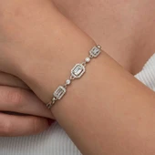 Gümüş Üçlü Baget Taşlı Kadın Bileklik thumbnail 3