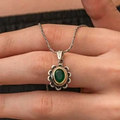Gümüş Yeşil Çiçek Desenli Otantik Kadın Set - 3
