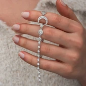 Gümüş Zirkon Taşlı Ay Yıldız Kadın Bileklik - 1