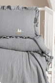 Kanz 4 Kat Hand Made Fırfırlı Müslin Örtü Seti Knz-020 Gri - 3