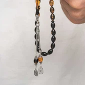 Gümüş Püskül Sıkma Kehribar Tesbih - 4