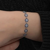 ​Gümüş Nazar Boncuklu Kadın Bileklik thumbnail 5