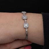 ​Gümüş Baget Taşlı Kadın Bileklik - 4