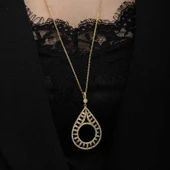 Gümüş Gold Kaplama Damla Çeyrek Takılabilen Kadın Kolye thumbnail 4