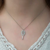 ​Gümüş Tenis Raketi Bayan Kolye thumbnail 3