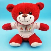 Sevimli Çiftler Tişörtlü Kırmızı Ayı - 1