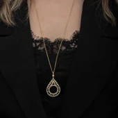 Gümüş Gold Kaplama Damla Çeyrek Takılabilen Kadın Kolye thumbnail 3