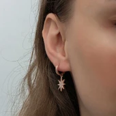 Gümüş Rose Sallantılı Kutup Yıldızı Kadın Küpe thumbnail 5