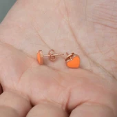 Gümüş Fosforlu Turuncu Kalp Küpe thumbnail 3