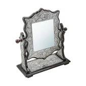 ​Gümüş Çiçek Desenli Kare Çift Taraflı Ayna thumbnail 3