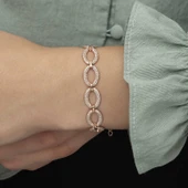 Gümüş Rose Oval Taşlı Bayan Bileklik thumbnail 2