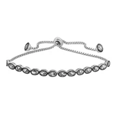 Gümüş Oval Kesim Elmas Montür Asansör Bileklik - 1