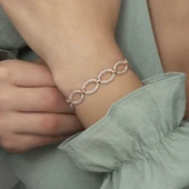 Gümüş Rose Oval Taşlı Bayan Bileklik thumbnail 3