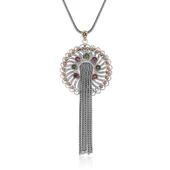 Gümüş Telkari Yakut Zümrüt Renkli Taşlı Kadın Kolye - 1