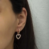 Gümüş Halka Kalp Bayan Küpe - 3