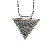 Gümüş Üçgen İçi Açılabilen Tuğra Muskalık Kolye - 1