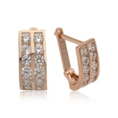 Gümüş Çift Sıra Beyaz Taşlı J Kadın Küpe thumbnail 1