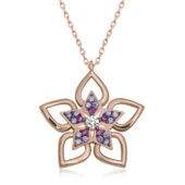 ​Gümüş Rose Çiçek Kadın Kolye thumbnail 1