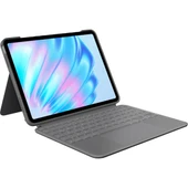 Logitech Combo Touch 11 inç iPad Air M2 ile Uyumlu Türkçe Klavyeli Tablet Kılıfı - Gri - 1