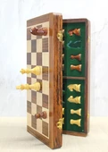 Mıknatıs Taşlı Ahşap Katlanabilir Kutulu Satranç Oyunu 40 Cm G225 - 3
