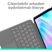 Logitech Combo Touch 11 inç iPad Air M2 ile Uyumlu Türkçe Klavyeli Tablet Kılıfı - Gri - 3