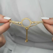 Gümüş Çeyrek Takılabilen Altın Kaplama Kadın Bileklik thumbnail 5