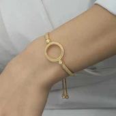 Gümüş Çeyrek Takılabilen Altın Kaplama Kadın Bileklik thumbnail 3