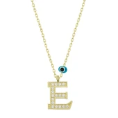 Gümüş Nazar Gold E Harfi Kadın Kolye thumbnail 1