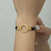 Gümüş Çeyrek Takılabilen Altın Kaplama Kadın Bileklik thumbnail 5