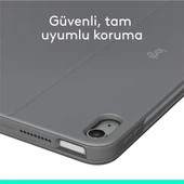 Logitech Combo Touch 11 inç iPad Air M2 ile Uyumlu Türkçe Klavyeli Tablet Kılıfı - Gri - 5