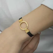 Gümüş Çeyrek Takılabilen Altın Kaplama Kadın Bileklik thumbnail 4