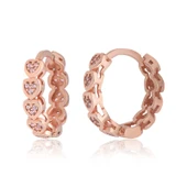 Gümüş Kalpli Pembe Zirkon Taşlı Halka Kadın Küpe - 1