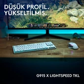 Logitech G915 X LightSpeed TKL Düşük Profilli Rgb Aydınlatmalı GL Blue PC/Mac Için Kablosuz Ingilizce Q Oyun Klavyesi, Beyaz thumbnail 5