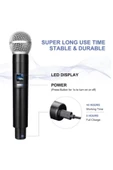 Profesyonel Çiftli Kablosuz Mikrofon Seti Karaoke Şarj Edilebilir 50 Metre Mesafe - 4