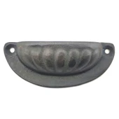 Antika Tarz Dekoratif Pirinç İstiridye Tas Mobilya Kulbu - 37x87 Mm, Oksit - 1