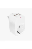 Tekli Yüksek Voltaj Korumalı Duvar Prizi 2x Type-c 1x Usb Çıkışlı Priz Grup Priz Çoğaltıcı Beyaz - 1