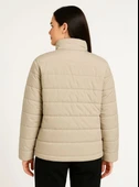 Kadın Bomber Mont Ceket – Su İtici Kumaş, Kapitone Astarlı, Fermuarlı, Kışlık - Bej thumbnail 2