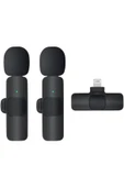 K9 Kablosuz Yaka Mikrofonu Lightning 2’li Mini Mikrofon Youtube Tik Tok 2 Adet - 1