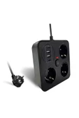 Akım Korumalı Anahtarlı Priz - 3x Priz - 2x Usb - 2x Type-c - 2 Mt Kablo Hızlı Şarj Özellikli Siyah - 2