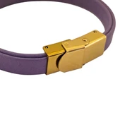 14 Ayar Altın Plakalı İsme Özel Taç Figürlü Doğal Mor Derili Hediye Bileklik-513 thumbnail 4
