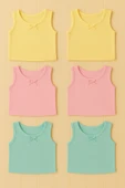 Kız Çocuk Renkli Ribana Atlet 6'lı Set - Rahat ve Nefes Alabilen Yazlık Atlet 3 Renkli thumbnail 1